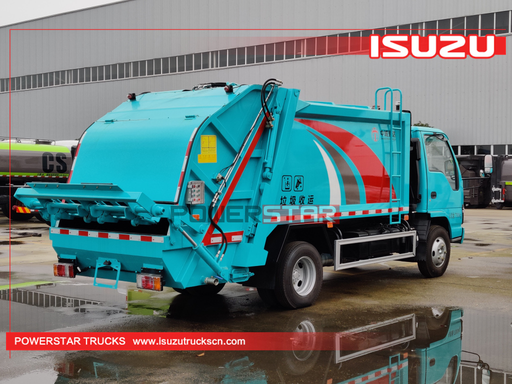 Mongolia New ISUZU 4-5 tons NKR NPR 130HP hydraulic garbage compactor truck for sale