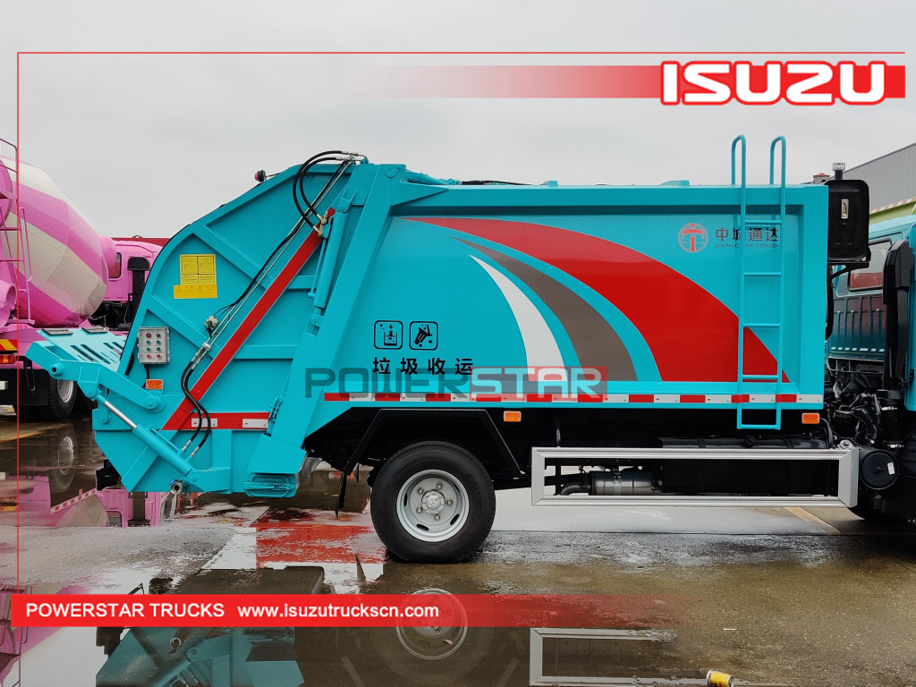 Mongolia New ISUZU 4-5 tons NKR NPR 130HP hydraulic garbage compactor truck for sale