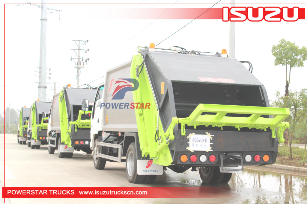 Tahiti ISUZU Waste Compactor Vehicle NKR NPR Rear Loader Refuse Trucks