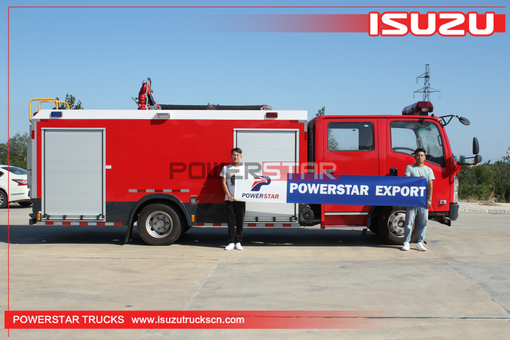 Cambodia ISUZU ELF Rescue Escape Emergency Water Foam Fire Engine 4X2 Water Fire Truck