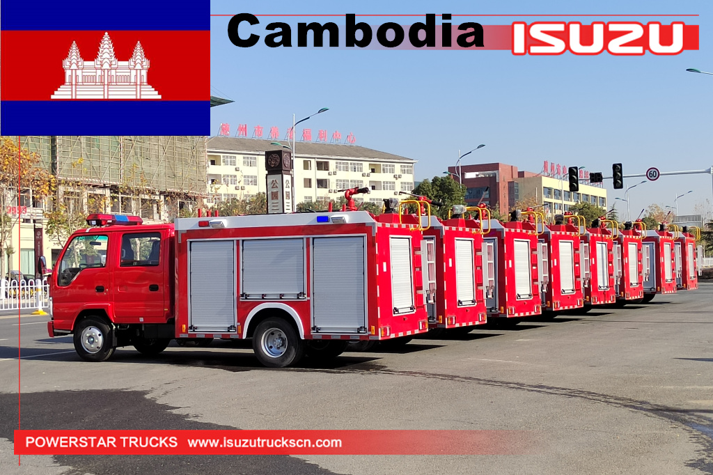 Cambodia ISUZU ELF 100P Fire Emergency Rescue Water Pumper Truck Small Fire Engine Vehicle