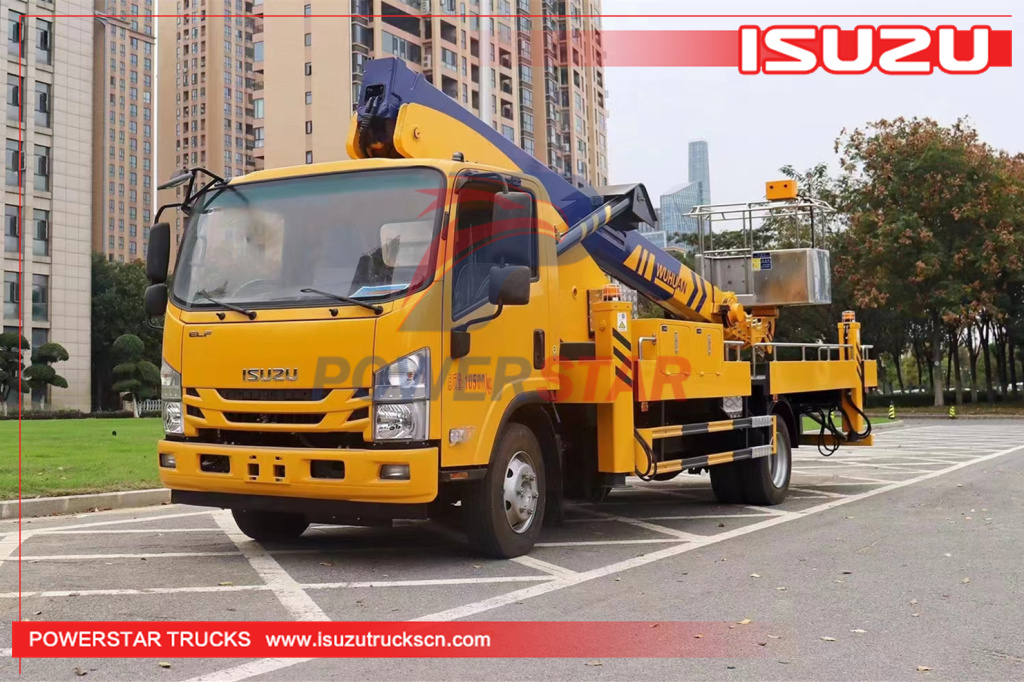 Cambodia ISUZU basket crane truck mounted aerial Man lifter trucks