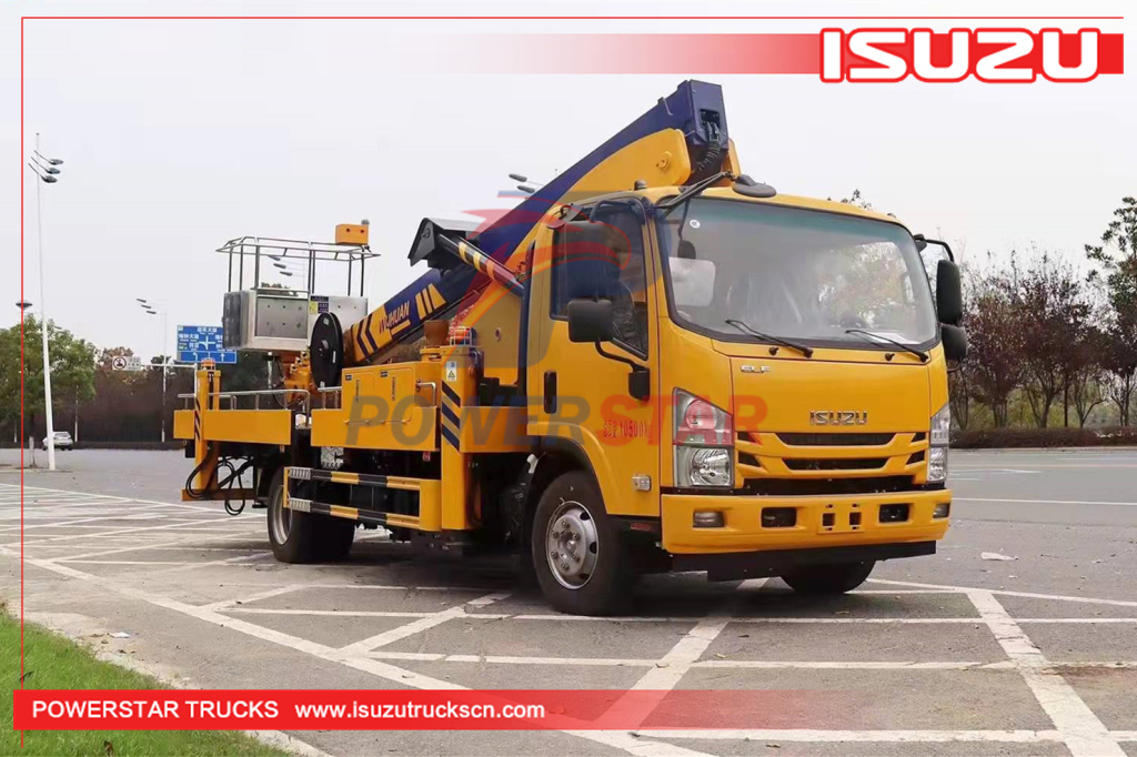 Cambodia ISUZU basket crane truck mounted aerial Man lifter trucks