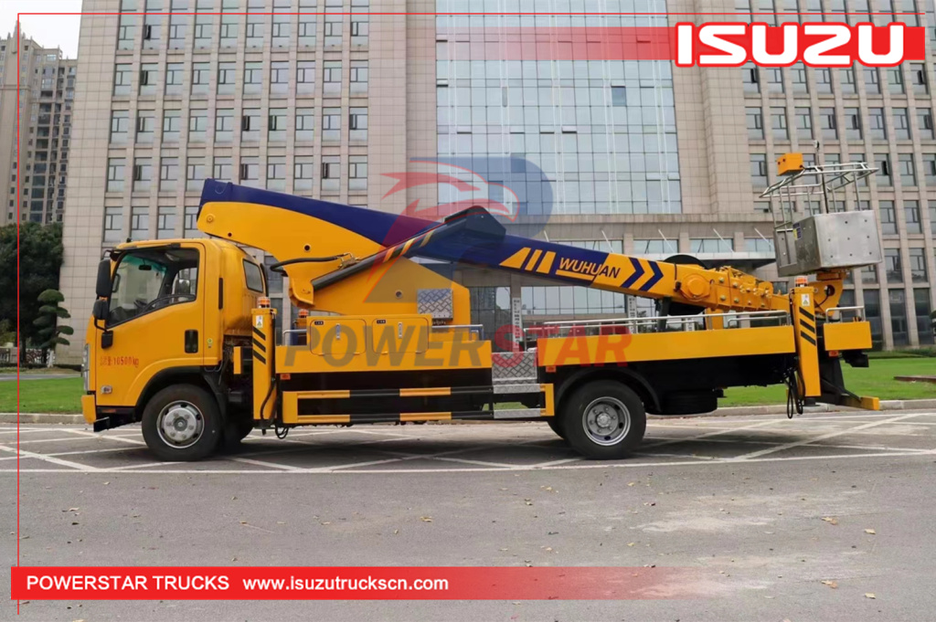 Cambodia ISUZU basket crane truck mounted aerial Man lifter trucks