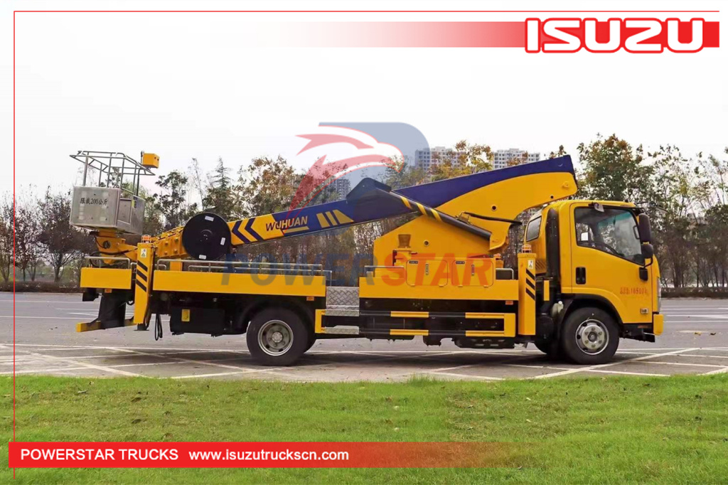 Cambodia ISUZU basket crane truck mounted aerial Man lifter trucks