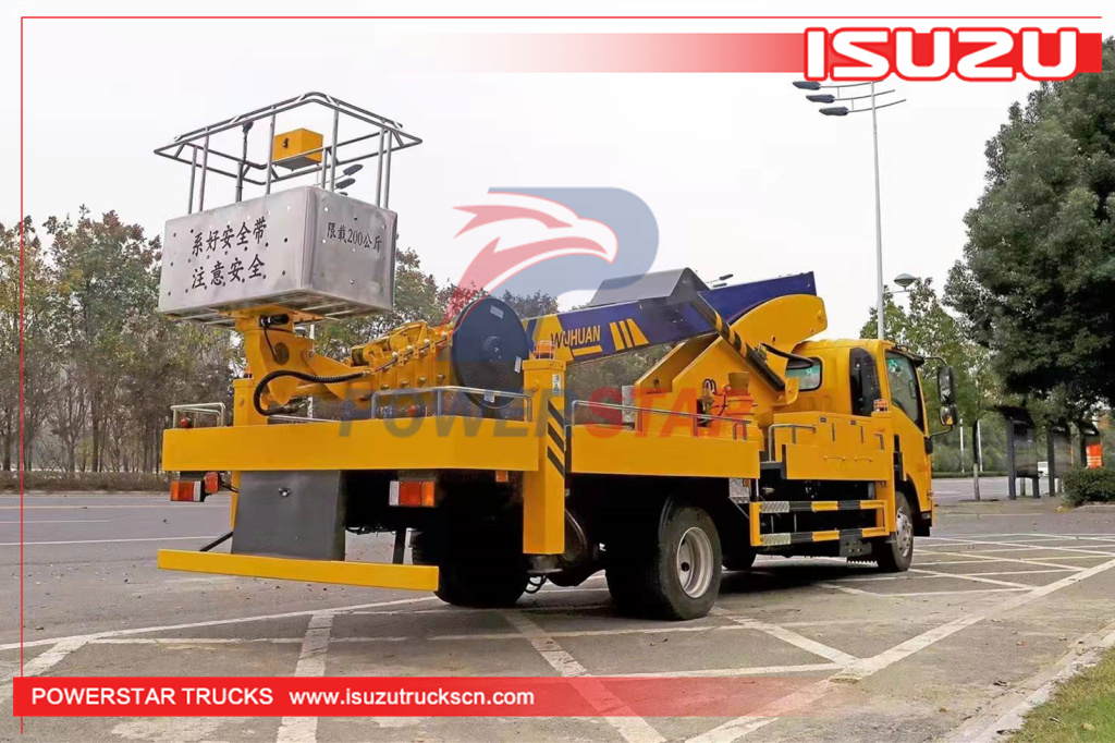 Cambodia ISUZU basket crane truck mounted aerial Man lifter trucks