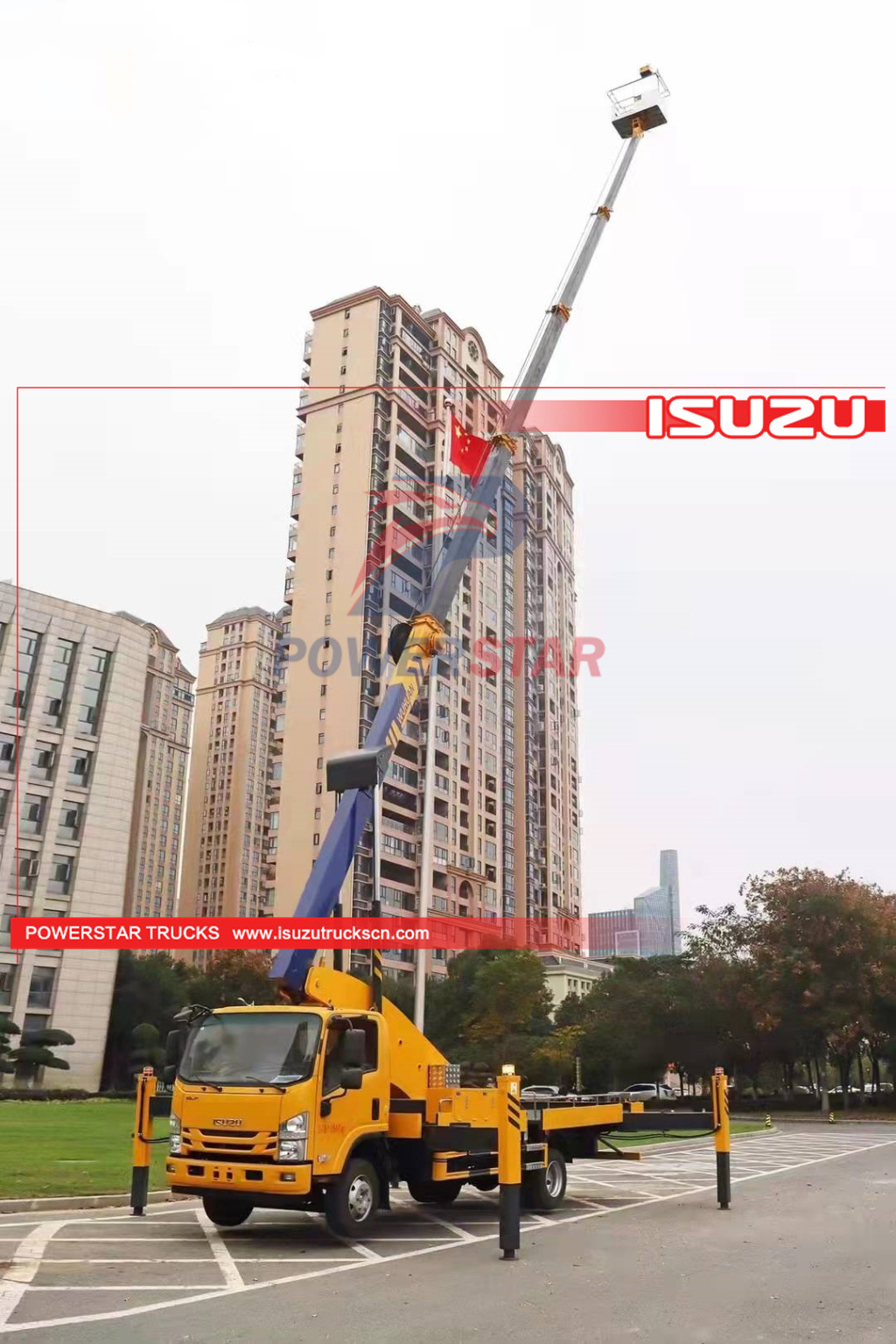 Cambodia ISUZU basket crane truck mounted aerial Man lifter trucks