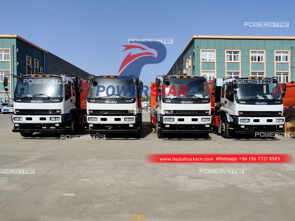 Philippines Japan ISUZU FVR Rear loader bin lifer garbage collection trucks