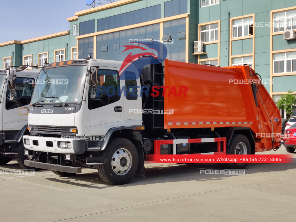 Philippines Japan ISUZU FVR Rear loader bin lifer garbage collection trucks