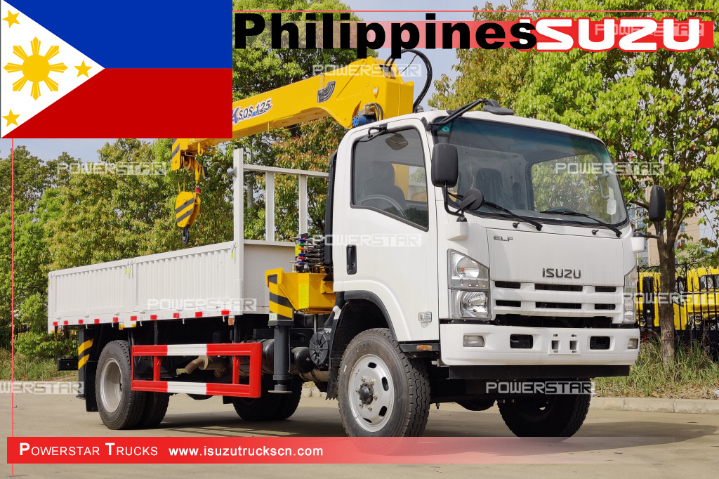 Japan ISUZU NPR ELF 4WD Lorry Straight Telescopic Boom Cargo Truck