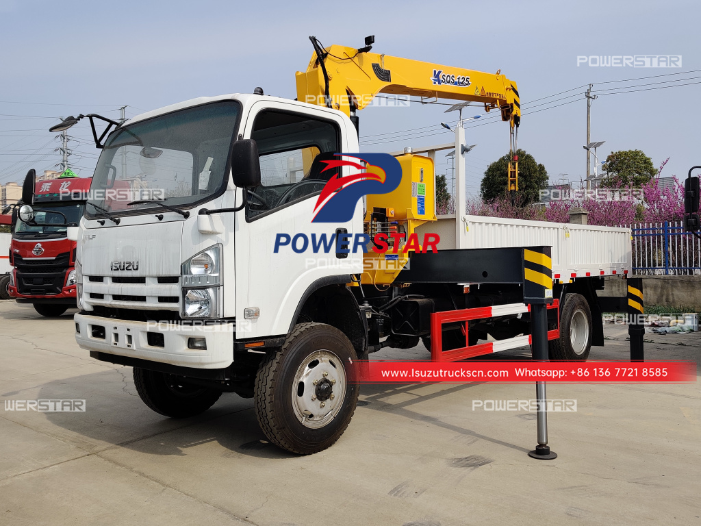 Philipppines Japan ISUZU 4x4 NPR/ELF/700P Truck Boom Crane Boom Truck 5 Ton Truck Telescopic Boom Crane