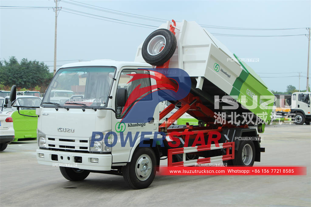 ISUZU ELF 100P 6CBM hook lifter garbage truck