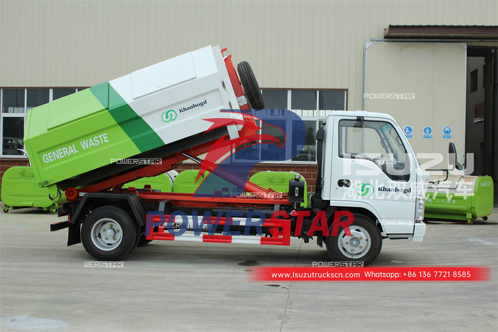 ISUZU 6 wheeler hook loader garbage truck