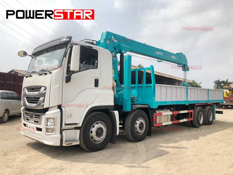 Philippines ISUZU GIGA 8X4 12wheels Boom Crane Truck Cargo Lorry truck with Palfinger Crane