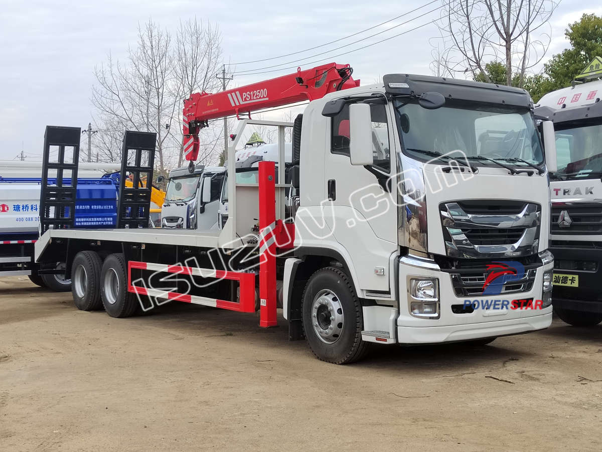 8wheelers Flat Bed Truck for Carrying Backhoe Excavator Bulldozer