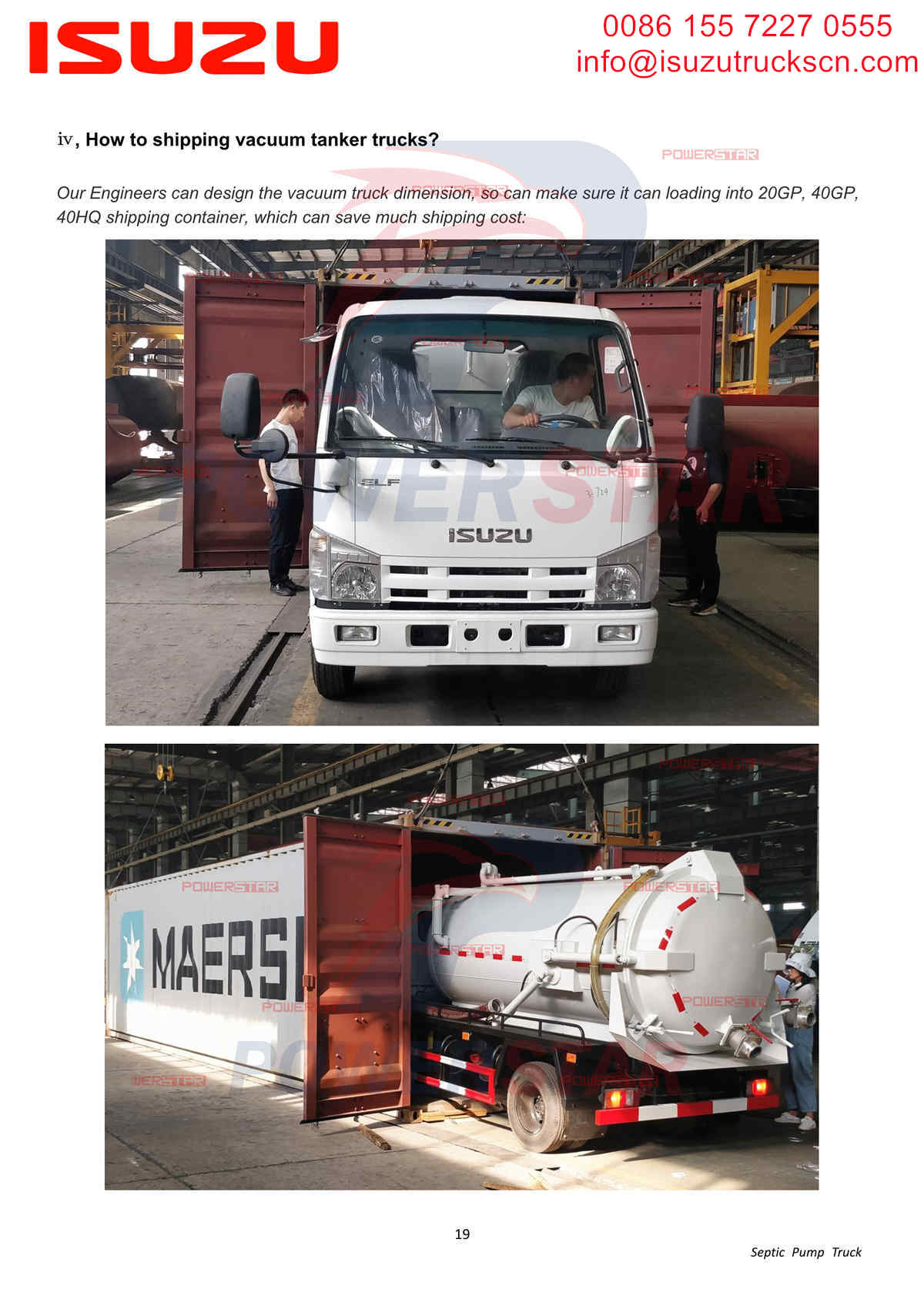 ISUZU 100P Vacuum Tanker Truck Manual Cambodia