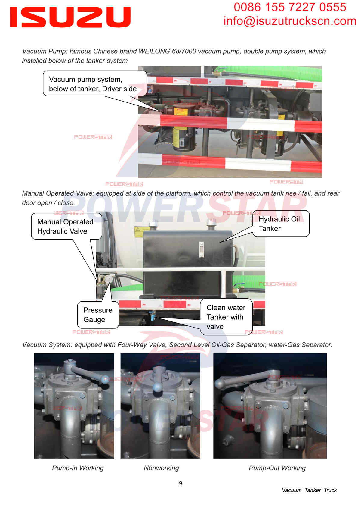 ISUZU FTR FRR FSR 10cbm Vacuum Tanker Truck Manual Rwanda