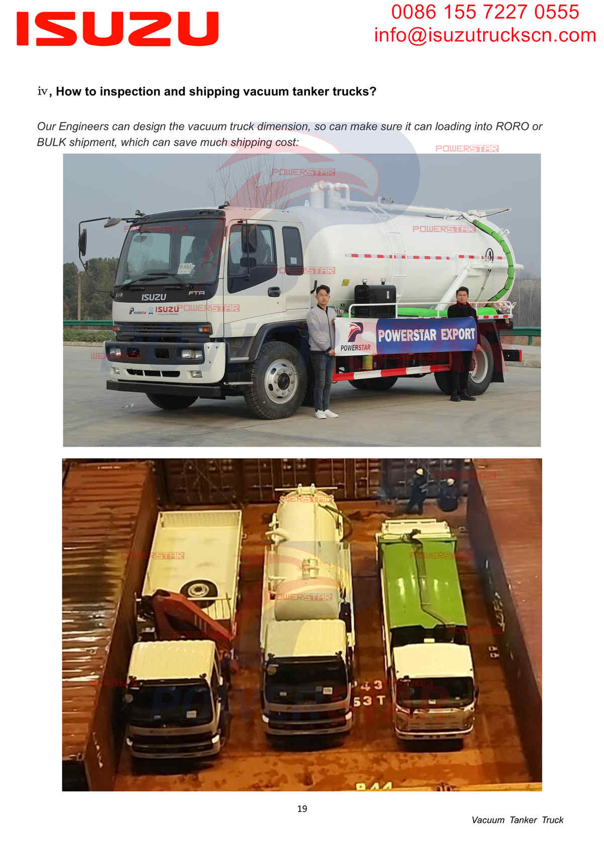 ISUZU FTR FRR FSR 10cbm Vacuum Tanker Truck Manual Rwanda