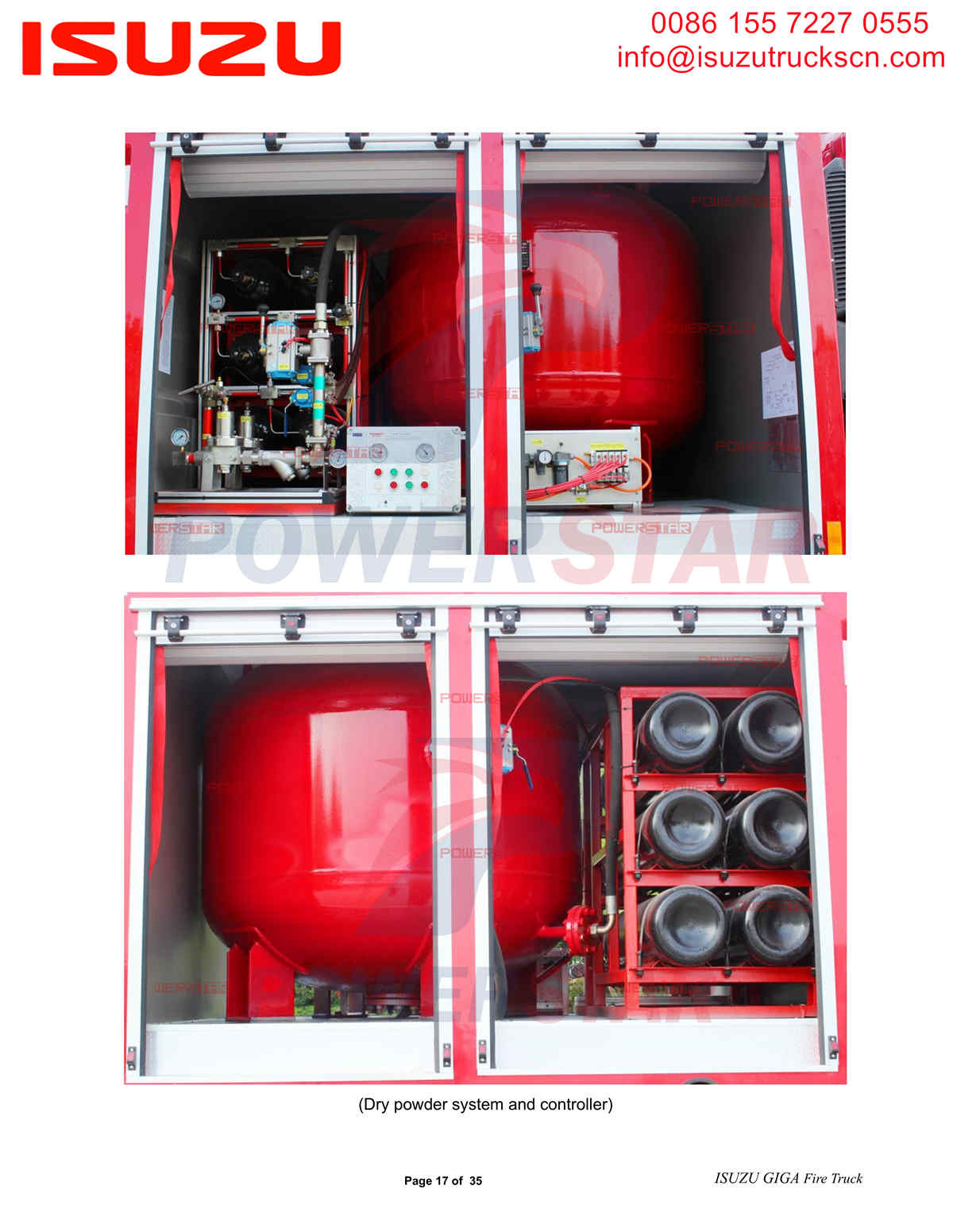 Isuzu giga fire trucks dry powder system