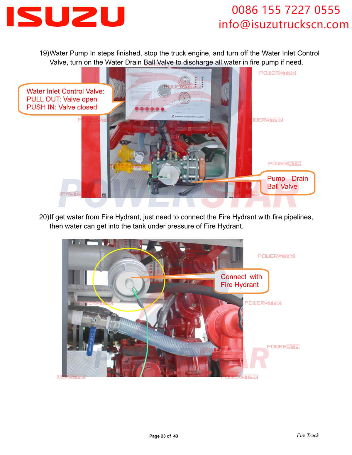 POWERSTAR ISUZU 100P Water & Foam Fire Truck export Albania