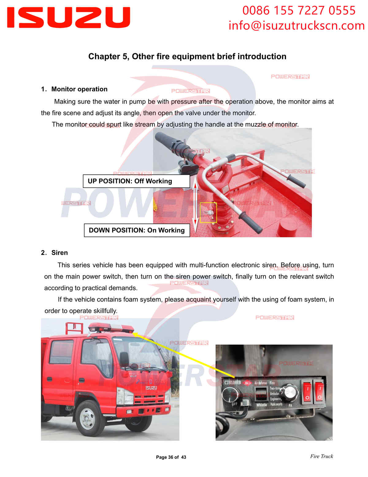 POWERSTAR ISUZU 100P Water & Foam Fire Truck export Albania