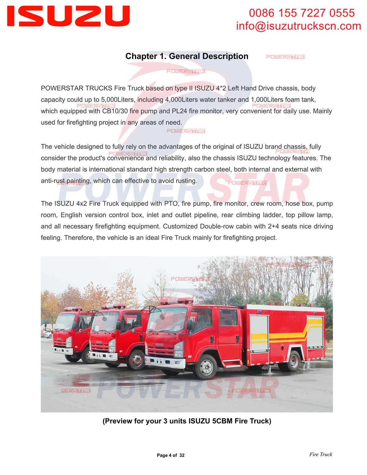 POWERSTAR ISUZU Fire Truck Manual export Sierra Leone