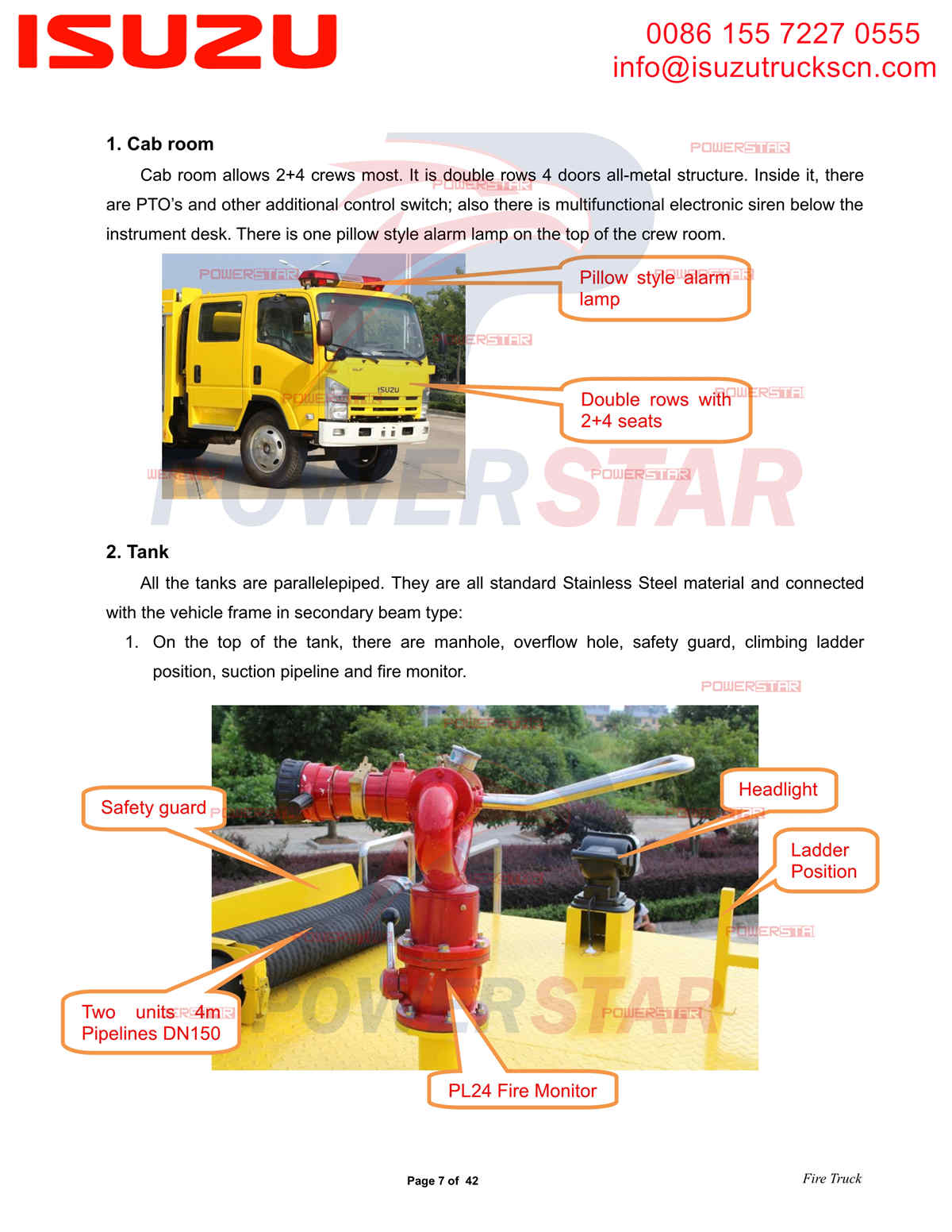 POWERSTAR ISUZU ELF Water & Foam Fire Truck export to Dubai