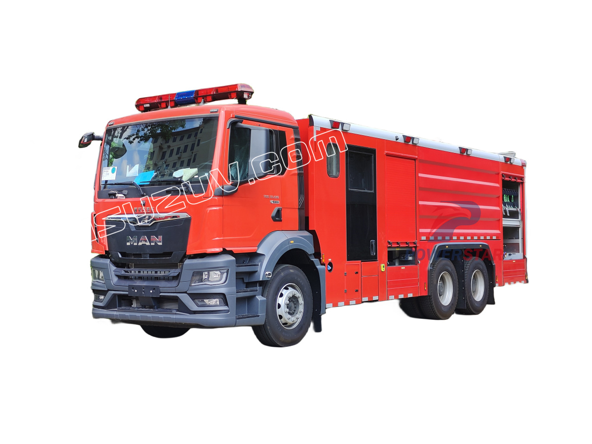 6x4 MAN Fire Fighting Truck Vehicles With Water Tanker 12000L hale CB10/100-RSD fire pump Akron PSKD 10/80WB monitor