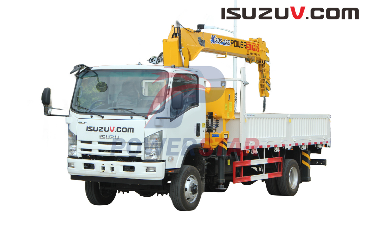 Japan ISUZU NPR off road truck chassis cargo truck mounted crane for sale