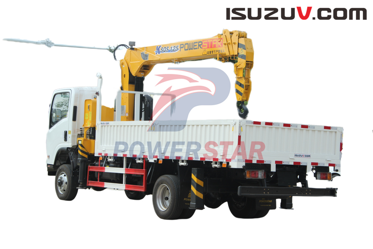 Japan ISUZU NPR off road truck chassis cargo truck mounted crane for sale