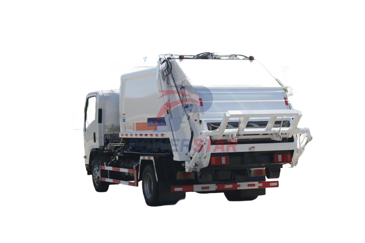 Isuzu NPR hooklift truck mounted garbage compactor trucks application