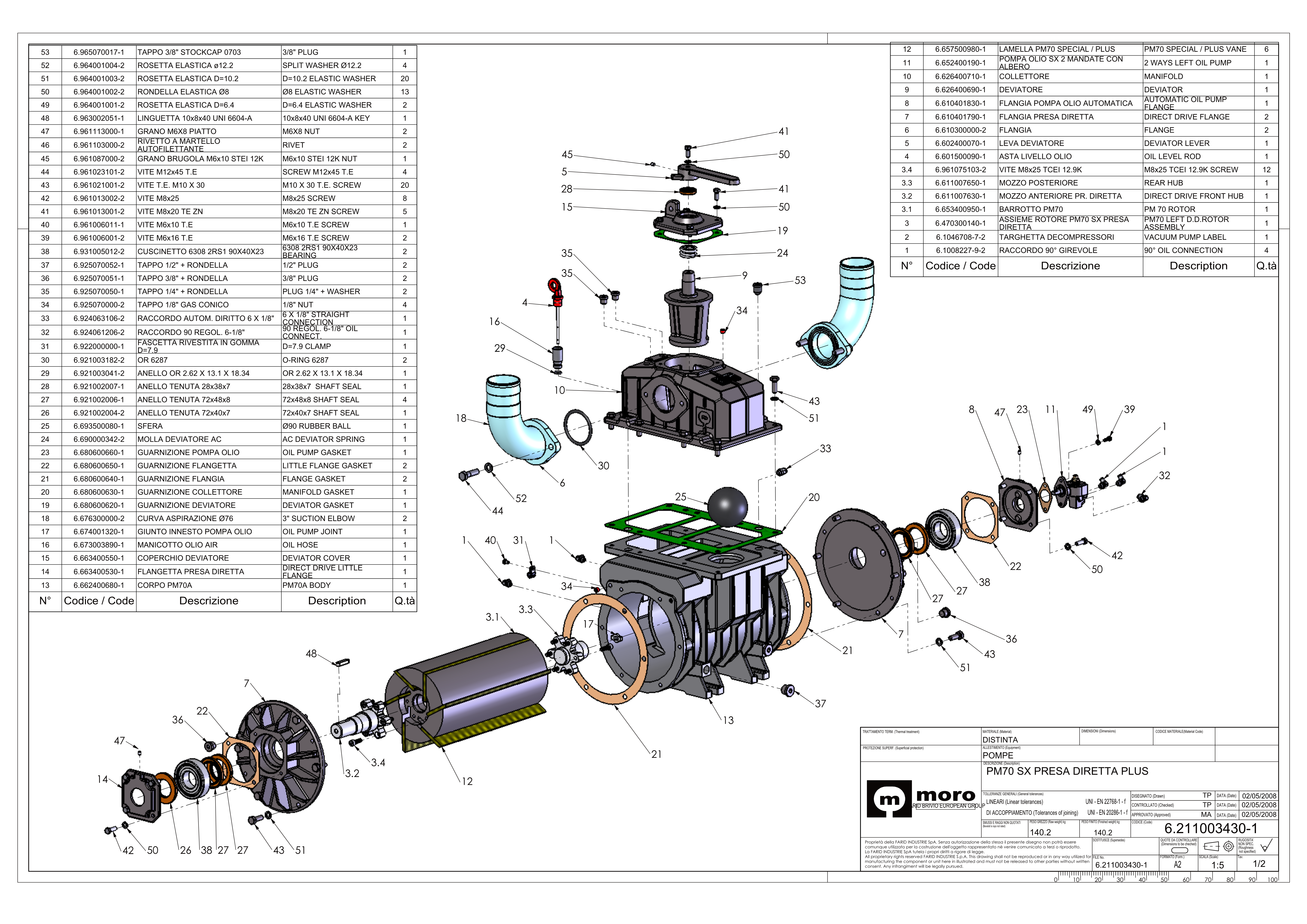 Isuzu cab chassis Truck Mounted Sewer Cleaner moro PM70A PARTS LIST