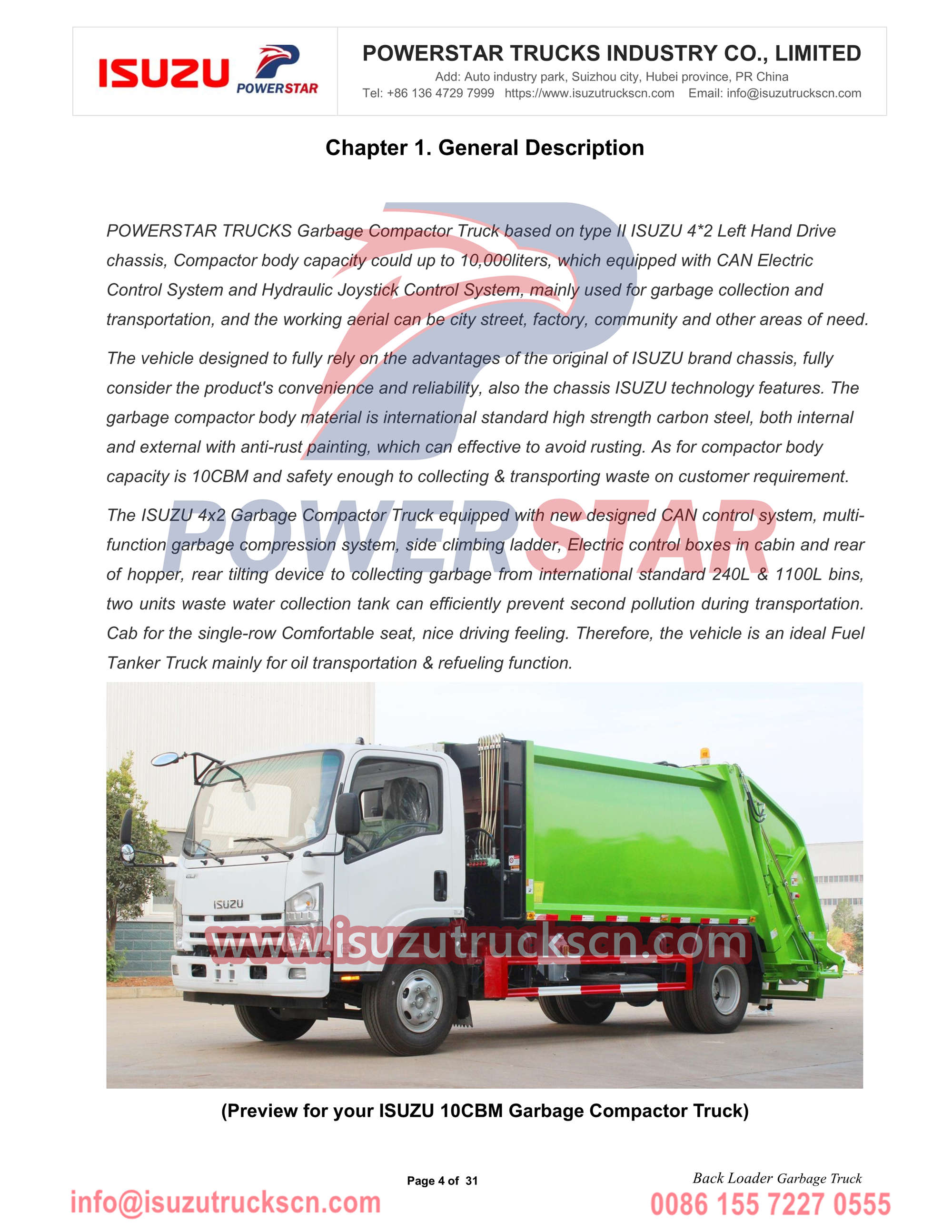 ISUZU NPR 10cbm refuse compactor truck export Cape Verde