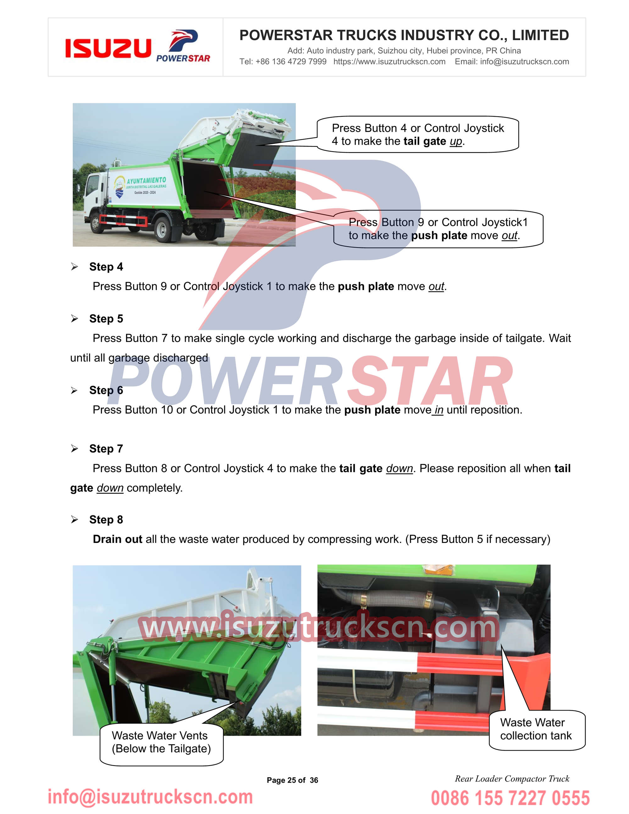 ISUZU NPR 10cbm trash compactor truck manual