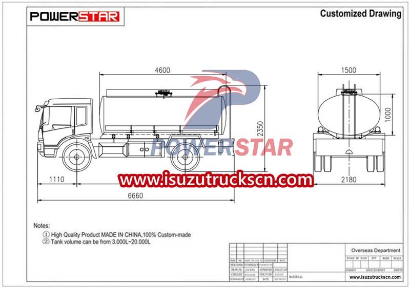 ISUZU fuel bowser drawing