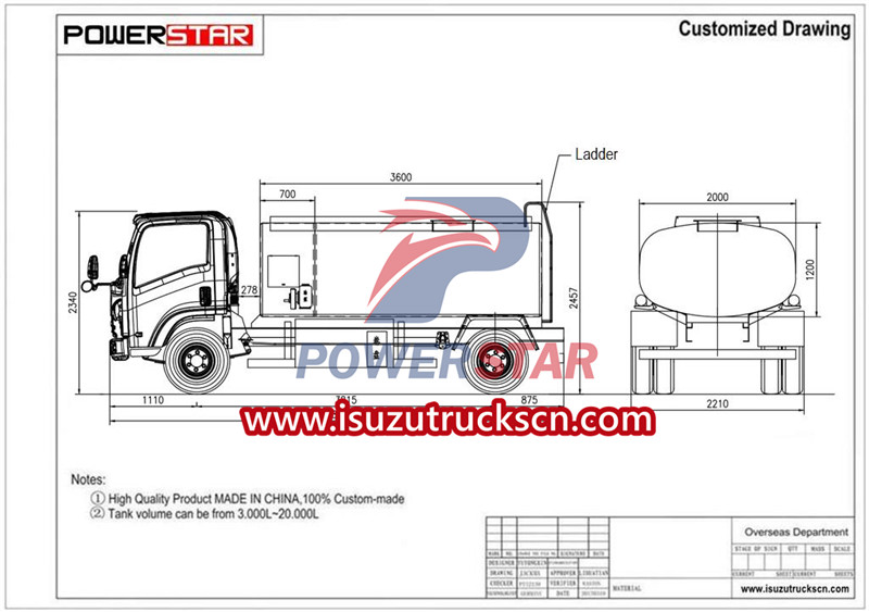 ISUZU fuel tanker drawing