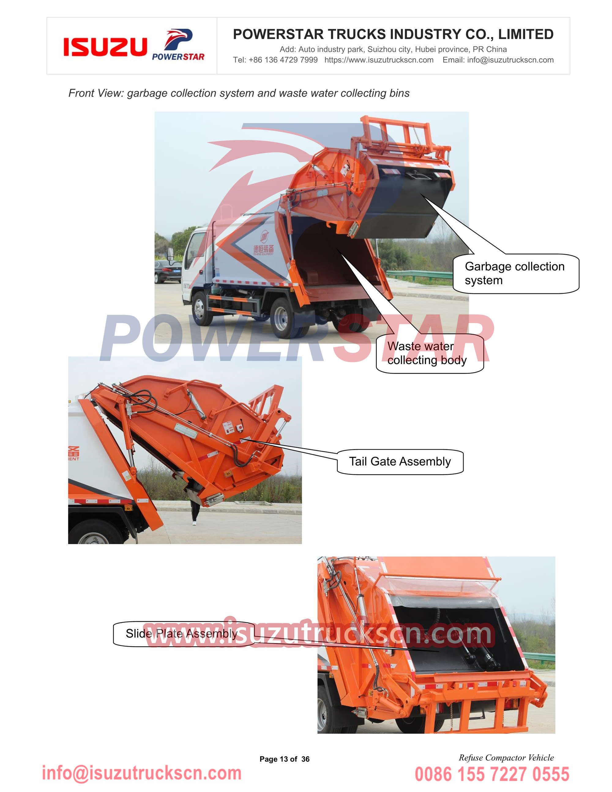 POWERSTAR Isuzu 4cbm Refuse Compactor Vehicle Manual export Africa Gambia