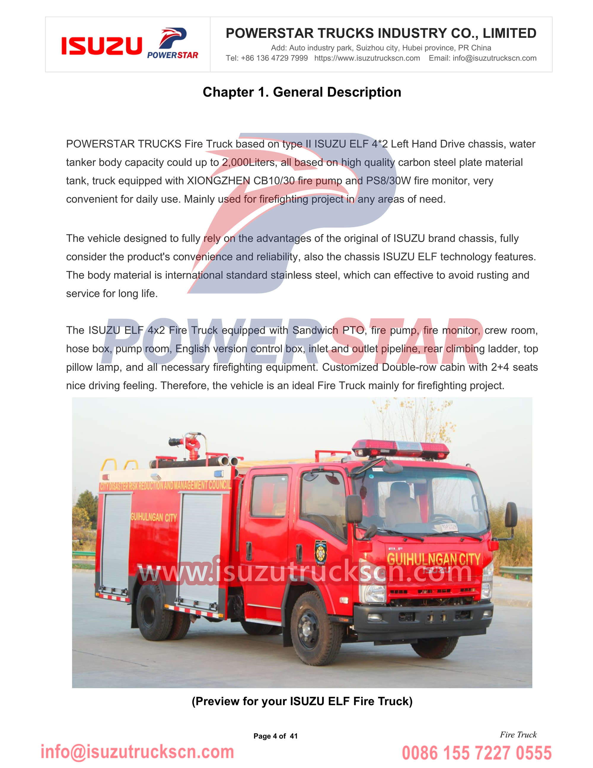 Isuzu fire truck ELF