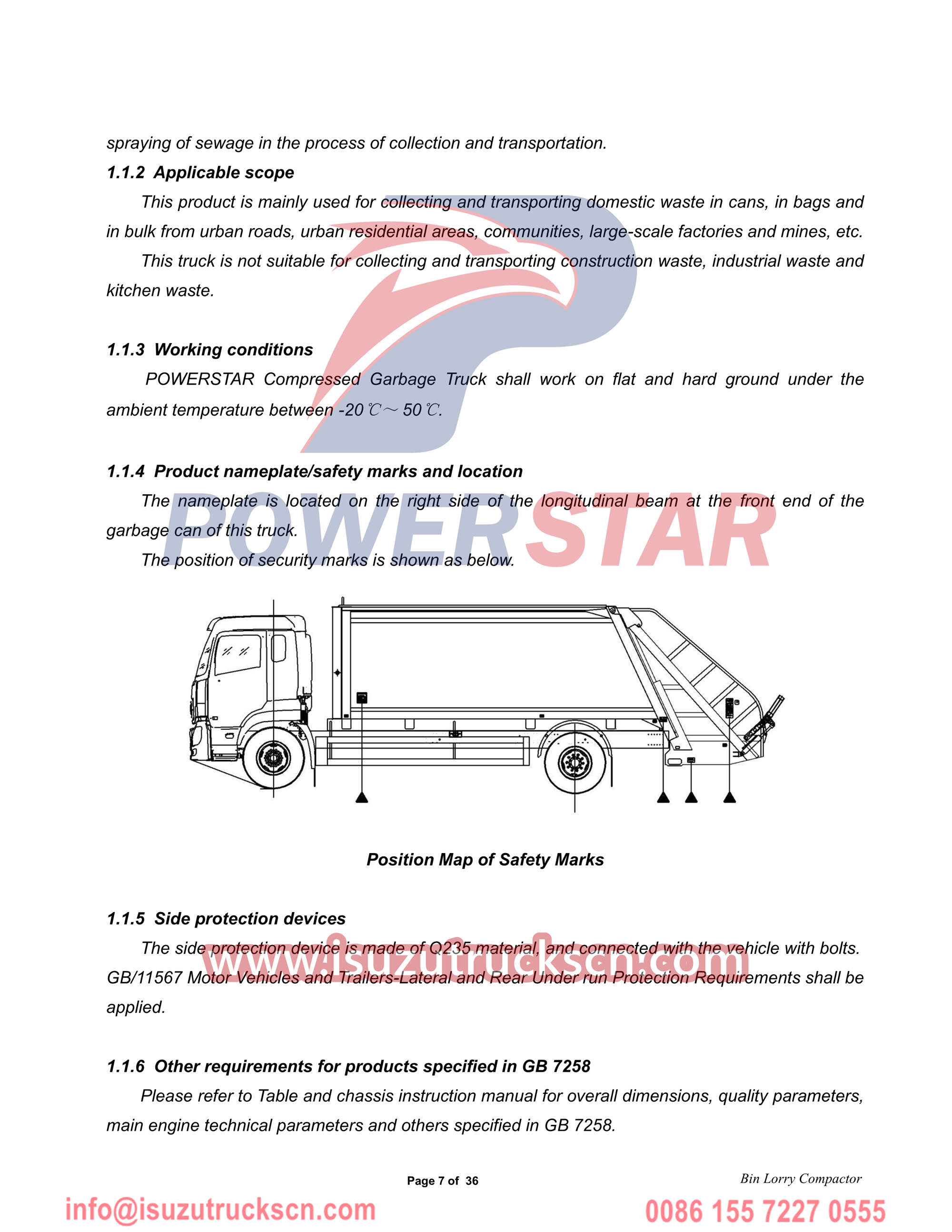 Isuzu rear loader garbage truck