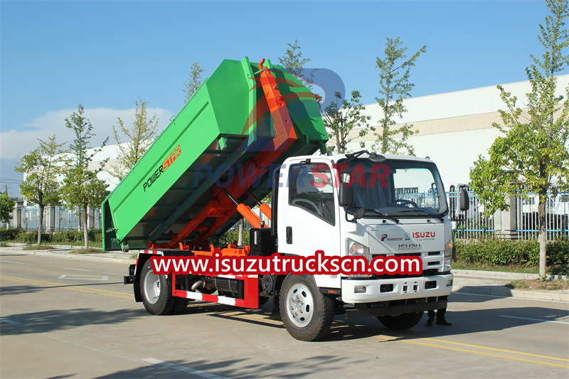 Isuzu NPR hook lift truck for Mongolia