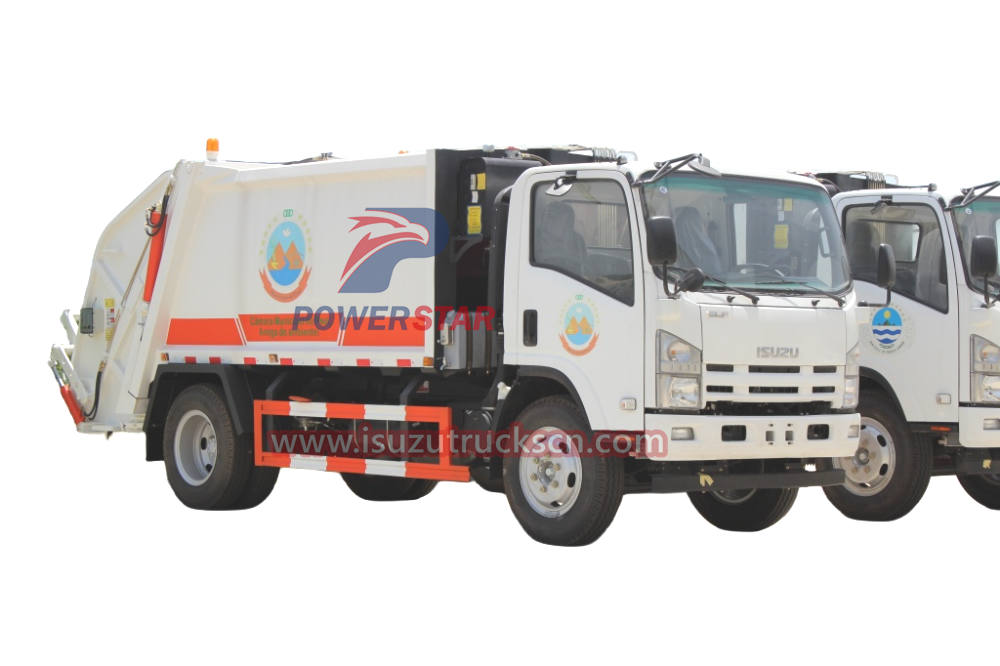 Hydraulic rear loader garbage truck Isuzu refuse vehicle 5tons 8tons