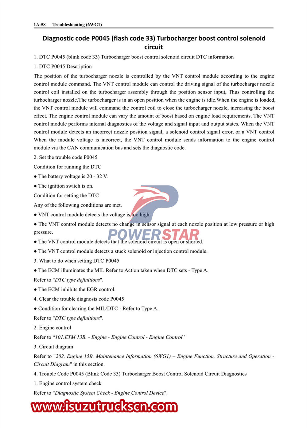 Isuzu 6WG1 engine service manual