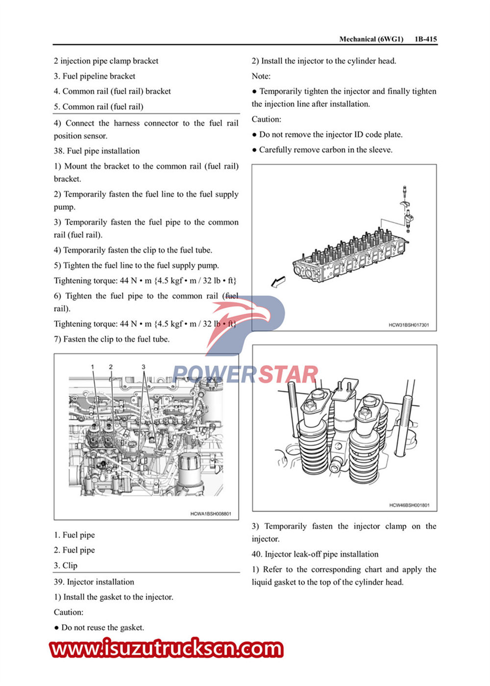 Isuzu 6WG1 engine service manual