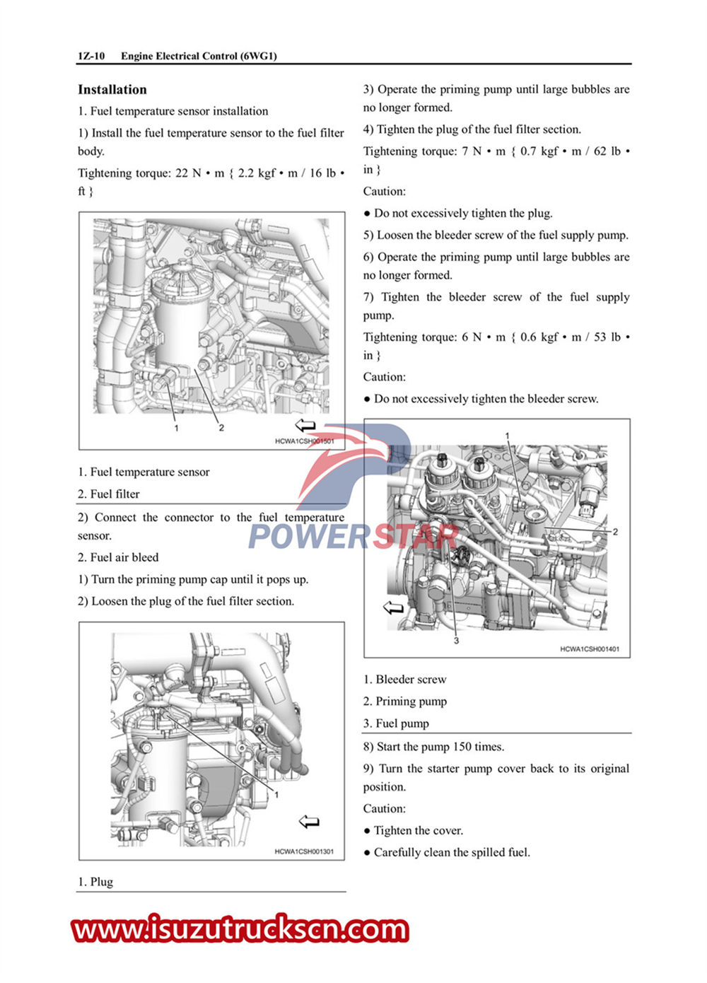 Isuzu 6WG1 engine service manual