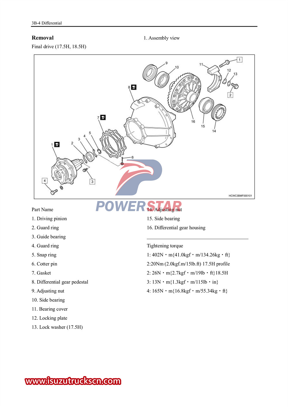 Isuzu vc61 series axle service manual