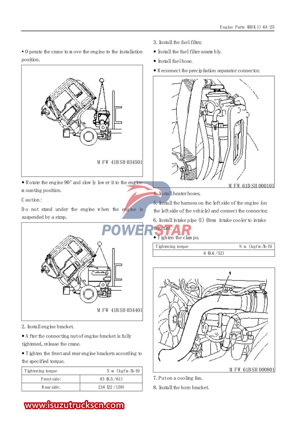 Isuzu F-series special truck service manual