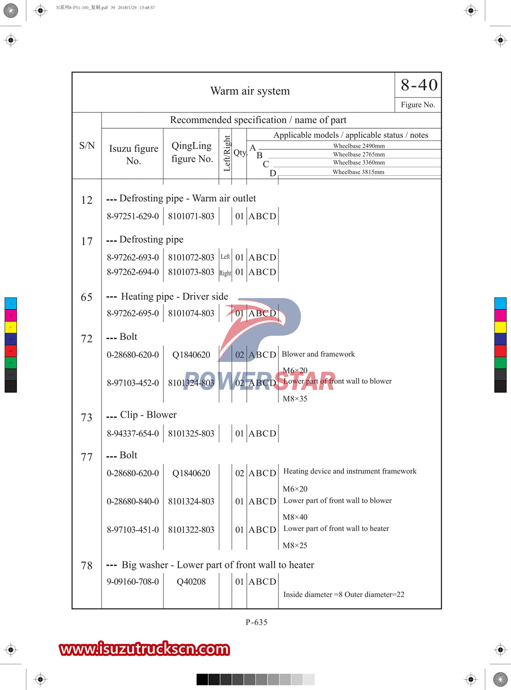 Isuzu N-series commercial parts catalog 2