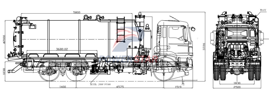 structure of Isuzu giga sewage vacuum truck