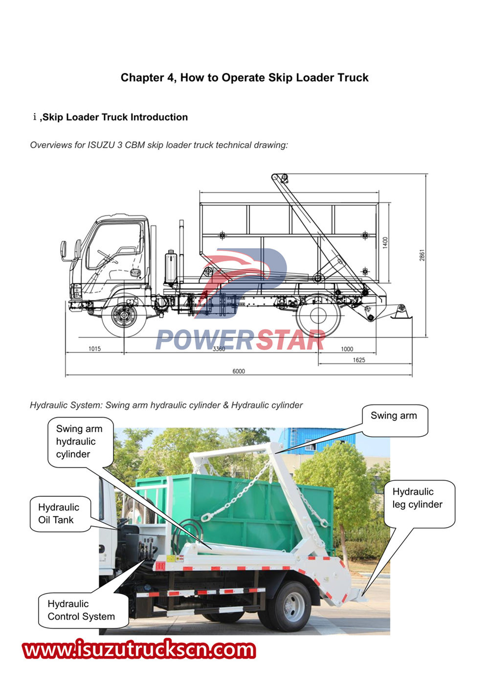 isuzu 3cbm skip loader truck