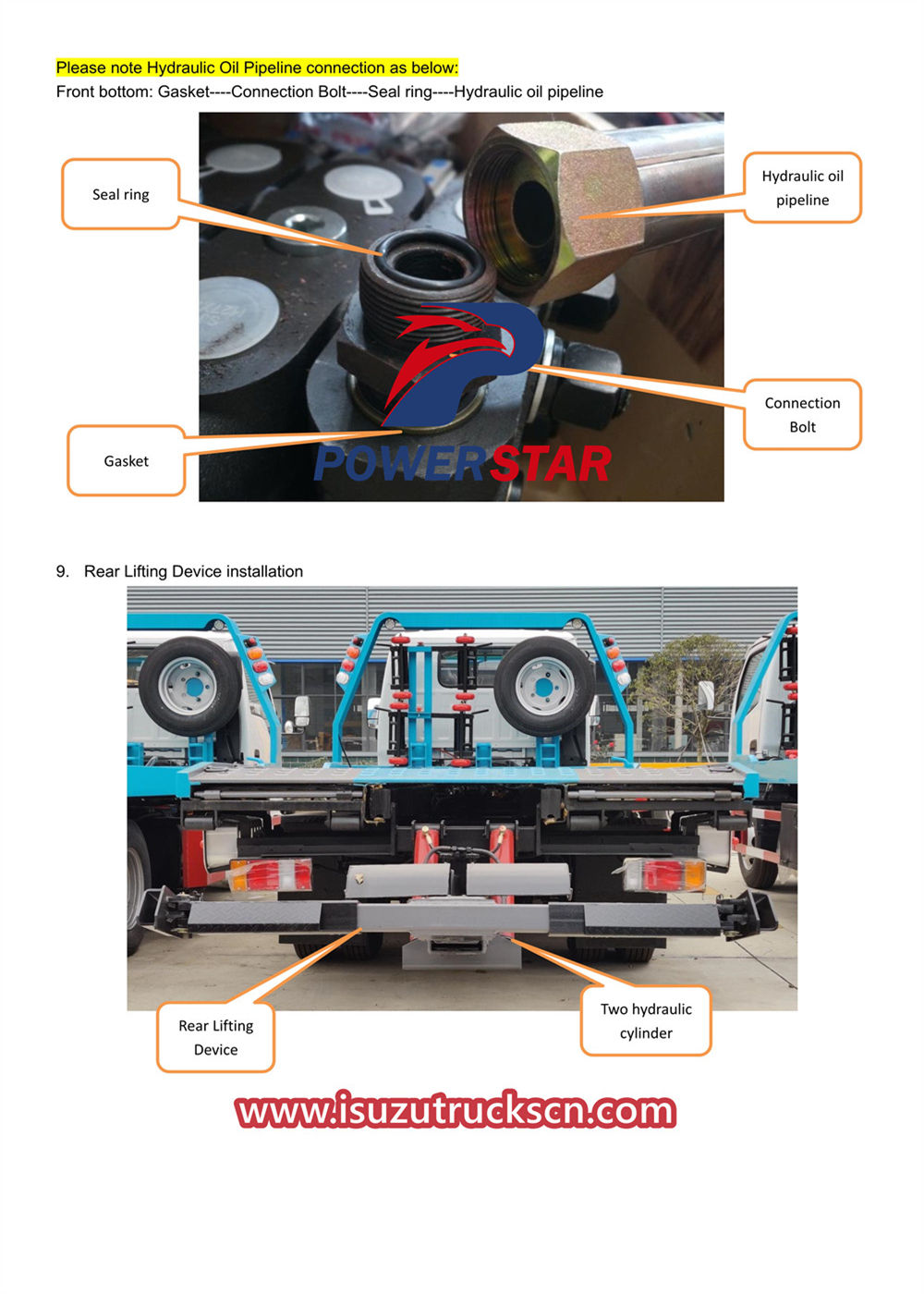 Isuzu FVR Slide Wrecker Kit Installation Guidance